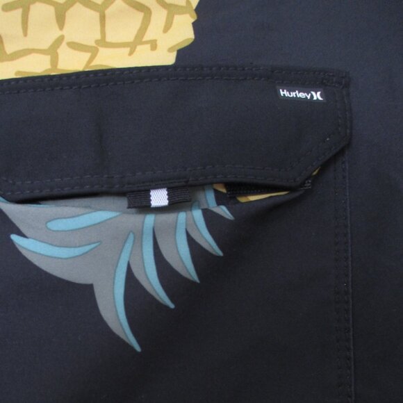 Hurley Phantom Mens Stretch Black Pineapple Swim Board Short NWOT - Size 34W - Picture 6 of 6